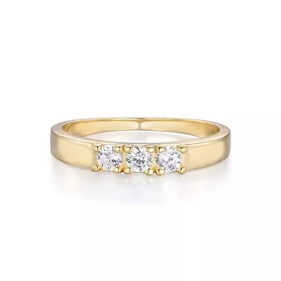 Ladies 9 Carat Gold On Sterling 925 Silver 3 Stone White Sapphire Eternity Ring • £17.75