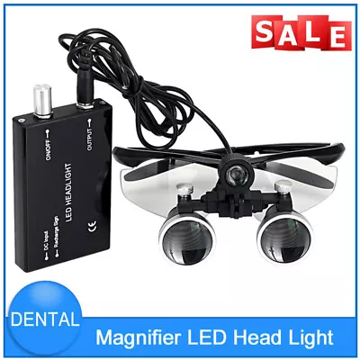 Dental Medical Binocular Loupes 2.5X-3.5X Variable Magnifier W/ Head LED Light • $59.99