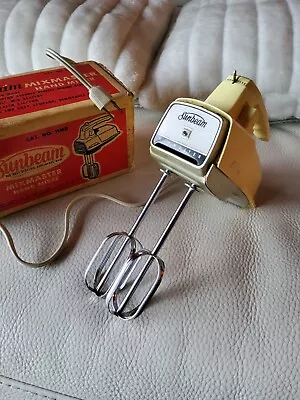 Vintage Sunbeam Mixmaster Hand Mixer Cat. No. Hmd Yellow W/ Box • $20