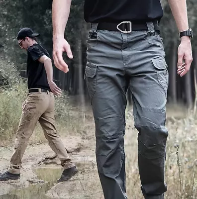 Cargo Pants Mens Tactical Combat Work Pants Outdoor Hiking Waterproof Trousers • $26.59