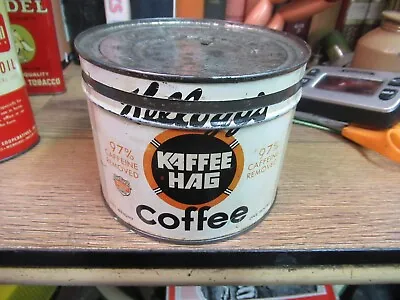 Kellog's Kaffee Hag Coffee Can Empty With Lid Store Tin 1 Lb Tin Vintage  • £47.50