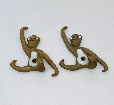 Vintage 1983 Takahashi Ceramic Monkey Hanging Towel Hooks 4” Art Decor Japan 22 • $27.22