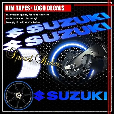 Blue Reflective Rim Tape Car Bike Wheel Stripe+suzuki Logo+letter Decal 16 -18  • $19.98