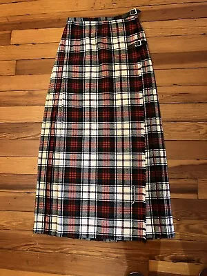 Vintage Brendella Irish Kilt Plaid Wrap Long Skirt 100% Wool Ireland Size 26 • $30