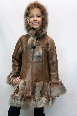 £79.15 • Buy Ginger 100% Genuine Sheepskin Shearling Leather Girls Kids Children Coat Jacket