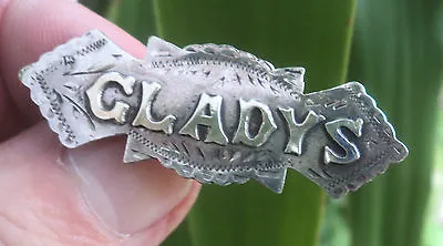 Vintage Sterling Silver Name Brooch H/m Chester 1911  -   GLADYS • £58.99