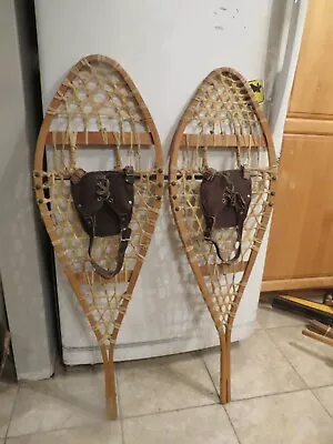 Vintage Wooden Snowshoes Size   42 `` Long By  14` Wide  Nice   (3795 • $59.99