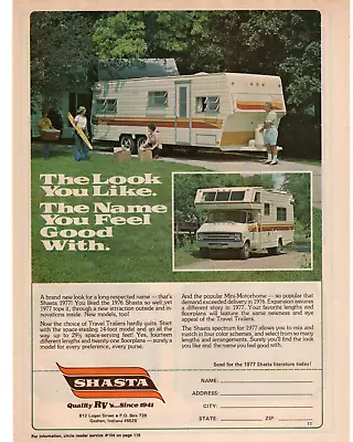 SHASTA Travel Trailer RV Motor Home Camper 1976 Vintage Print Ad Original • $7.49