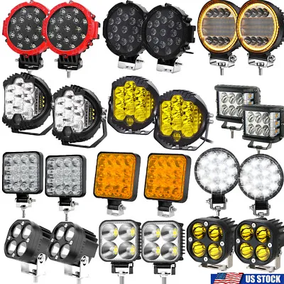 Pair 3  4  5  7  LED Driving Work Light Spot Flood Pods OffRoad Truck FOG Lamp • $19.94
