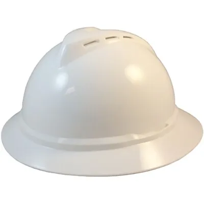 MSA Advance Full Brim Vented Hard Hat With 4 Point Ratchet Suspension White • $41.99