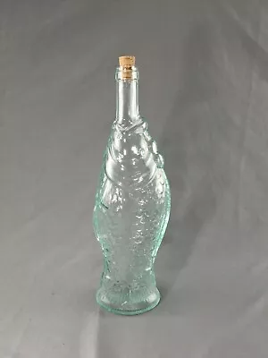 Vintage Glass Fish Bottle Wine Bottle ~  Green / Blue • $25