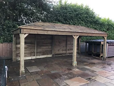 Wooden Car Port Canopy 3x3.5 M Freestanding Hand Built Onsite Watertight Roof  • £2575