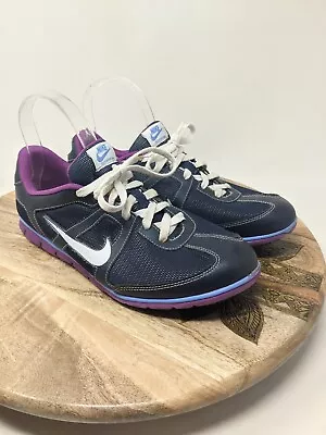 $10.19 • Buy Nike Oceania NM Women 8.5 Sneaker Casual Navy Purple Swoosh Walk Athletic Shoes