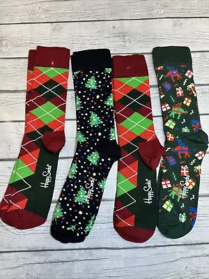 Lot Of 4 Happy Socks Christmas/Holiday Themed Socks One Size • $15.99