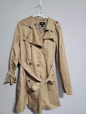 NWOT H&M Trench Coat Double Breasted Beige Tan Blogger Sz 16 XL Extra Large • $44.89