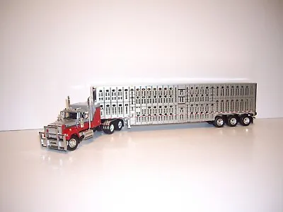 Dcp First Gear 1/64 Red And Silver Mack Superliner W/t Sleeper&livestock Trailer • $129.99