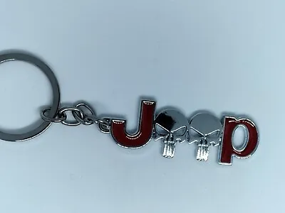£4.50 • Buy Jeep Keyring Skull Silver And Red  
