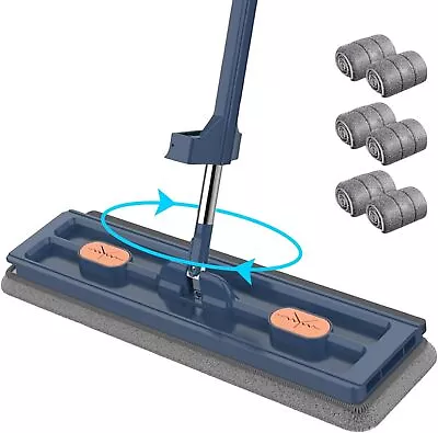 Upgrade Style Large Flat Mop 360°Rotating Magic Self Wringing Mop W/ 6PCS Rags • $16.99