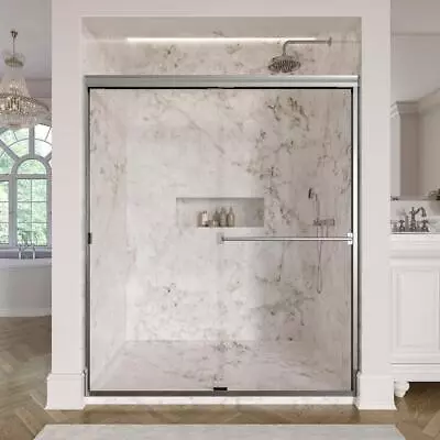 Basco Shower Door 60  X 70  Semi-Frameless Sliding W/ Clear Glass Chrome • $478.46