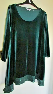 Ladies Gorgeous Green Velvet Dress With Sparkly Hem From Julipa Size 16 • £1.99