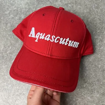 £100 • Buy Mens Aquascutum Golf Bright Red Activewear Cap One Size Shell 100% Cotton 