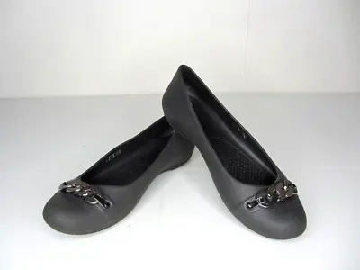 £24.46 • Buy Crocs Women's Black Size 9W Slip On Ballet Flats Comfort Shoes Indoor Outdoor