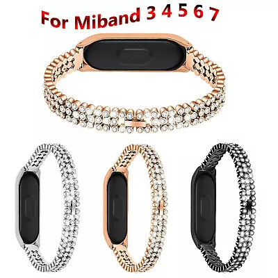 Bling Rhinestones Strap For Xiaomi Mi Band 3 4 5 6 MiBand 7 Metal Bracelet Belt • $12.35