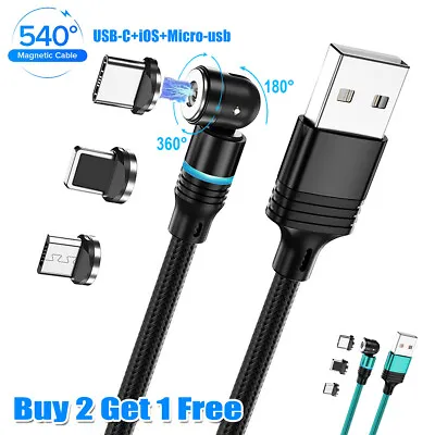 Magnetic Phone Charger Cable. 540°Rotate For Micro USB/Type C/and IPhone Port • $2.99