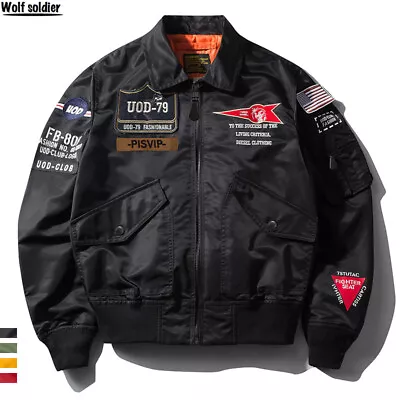 Men's Bomber Jacket Army Military Pilot Flight US Air Force Outdoor Casual Coats • $58.89