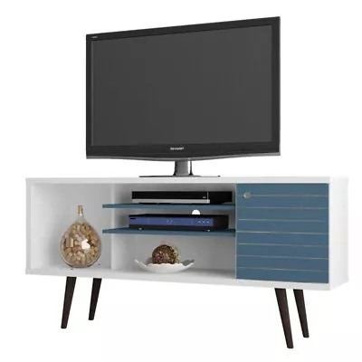 Pemberly Row Solid Wood TV Stand For TVs Up To 50  In Aqua Blue/White • $177.24