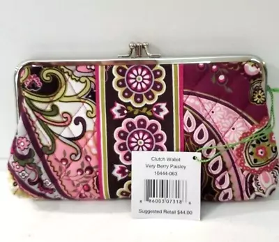 Vera Bradley Very Berry Paisley Double Clasp Wallet Clutch - New With Tags • $29.99