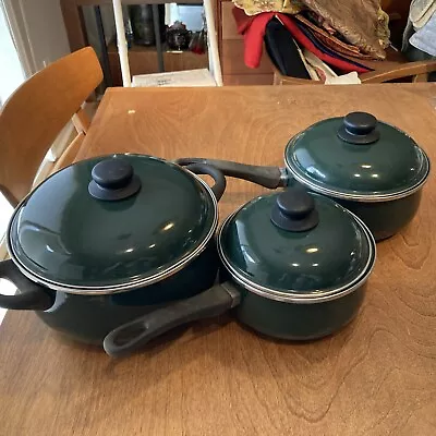 3 Megaware Forest Green Pots/Pans 2 3 & 5.5 Qt -Gas Elec. Ceramic & Induction • $70