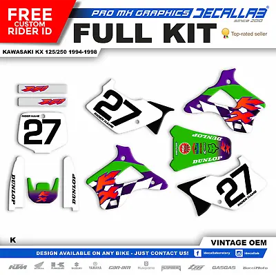 KAWASAKI KX 125 250 1994 - 1998 Durable MX Graphics Decals Stickers Kit Decallab • $99.99