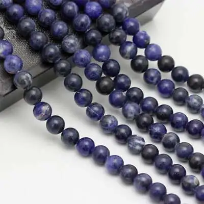 2.0mm Hole Sodalite Smooth Round Beads 6mm 8mm 10mm 15.5  Strand • $9.49