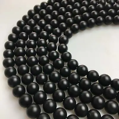 2.0mm Hole Black Onyx Matte Round Beads 6mm 8mm 10mm 12mm 15.5  Strand • $7.49