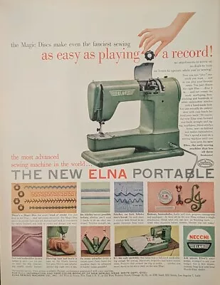 1953 Vintage Elna Automatic Sewing Machine Print Ad Easy As Playing Record • $8.99