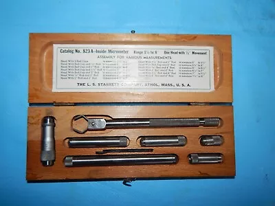 Vintage Starrett 823 A Inside Micrometer Set 1-1/2  To 8  W/wood Case • $124