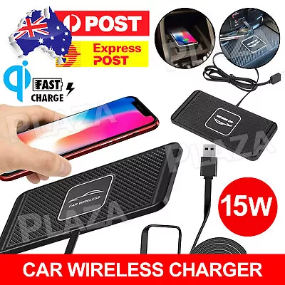 $18.50 • Buy 15W Qi Car Wireless Charger Fast Charging Station Pad Silicone Non-slip Mat Dock