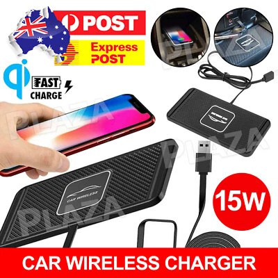 $18.50 • Buy 15W Qi Car Wireless Charger Fast Charging Station Pad Silicone Non-slip Mat Dock