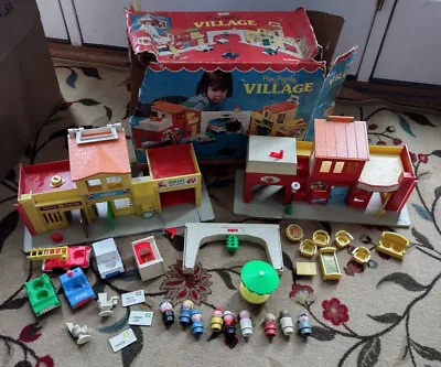 Vintage 1973 Fisher Price Little People Village W/Accessories & Original Box • $69.99