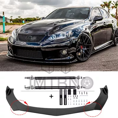 For LEXUS IS200 IS250 IS350 Carbon Fiber Front Bumper Lip Splitter+ Strut Rods • $102.35