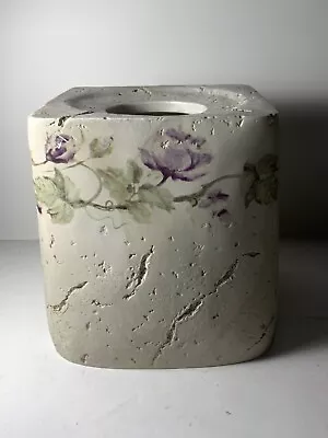 Vintage Croscill Rose Trail Handpainted Resin Tissue Box Cover 6 In. • $19