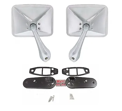 Pair Square Rectangle Chrome Outside Rearview Door Mirrors 1970-1972 Chevy Truck • $84.95