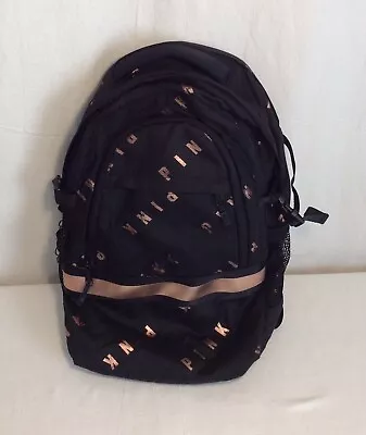 Women's Black/Copper Trim VICTORIA'S SECRET  PINK  BACKPACK Large Bag • $14.99