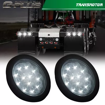 2pcs 4 Inch Round 24 LED Reverse Backup Tail Lights Trailer Truck Clear Lens 12V • $13.41