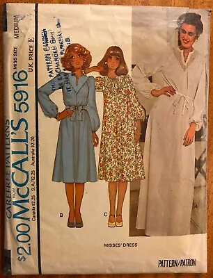 Vintage Sewing Pattern McCall's 5916 70s Long Dress Length Option Cut Med 14-16 • £3.50