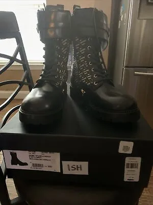 VERSACE Safety Pin Stretch GRECA  Combat Boots Size 39Authentic • $699