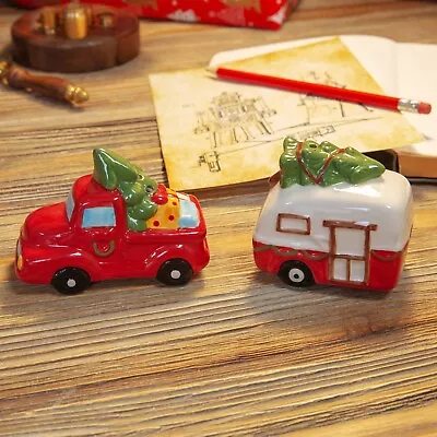 Christmas Red Truck & Caravan  Salt & Pepper Shakers Cruet Set • £10.95