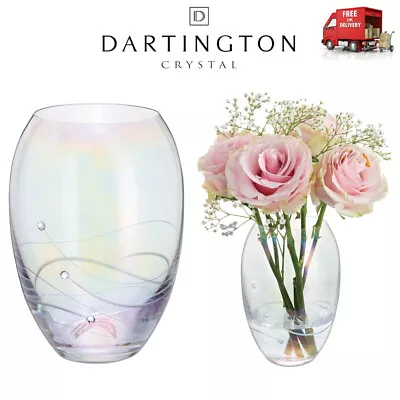 Dartington Glitz Allure Small Barrel Lustre Finish Vase Swarovski Crystals Boxed • £29.95