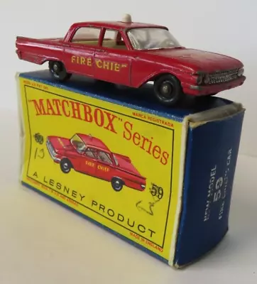 1960s Matchbox Regular Wheels #59 Fire Chief's Car In Original Box Lesney Englan • $7.29